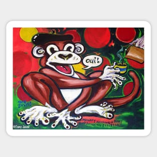 'Monkey Wearing a Beret Drinking Espresso' Sticker